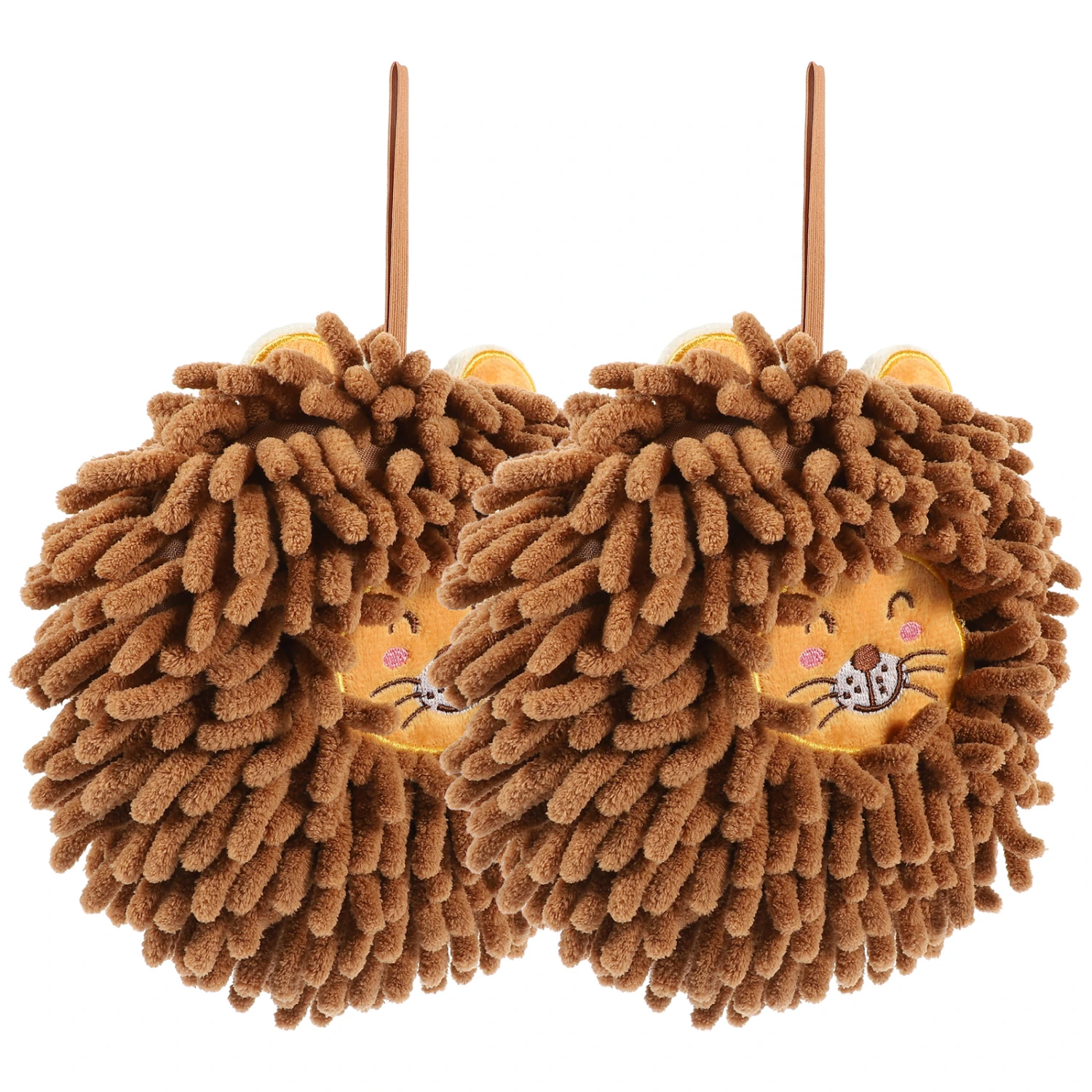2pcs Cartoon Chenille Hand Ball Towels Hanging Chenille Hand Towel for Bathroom