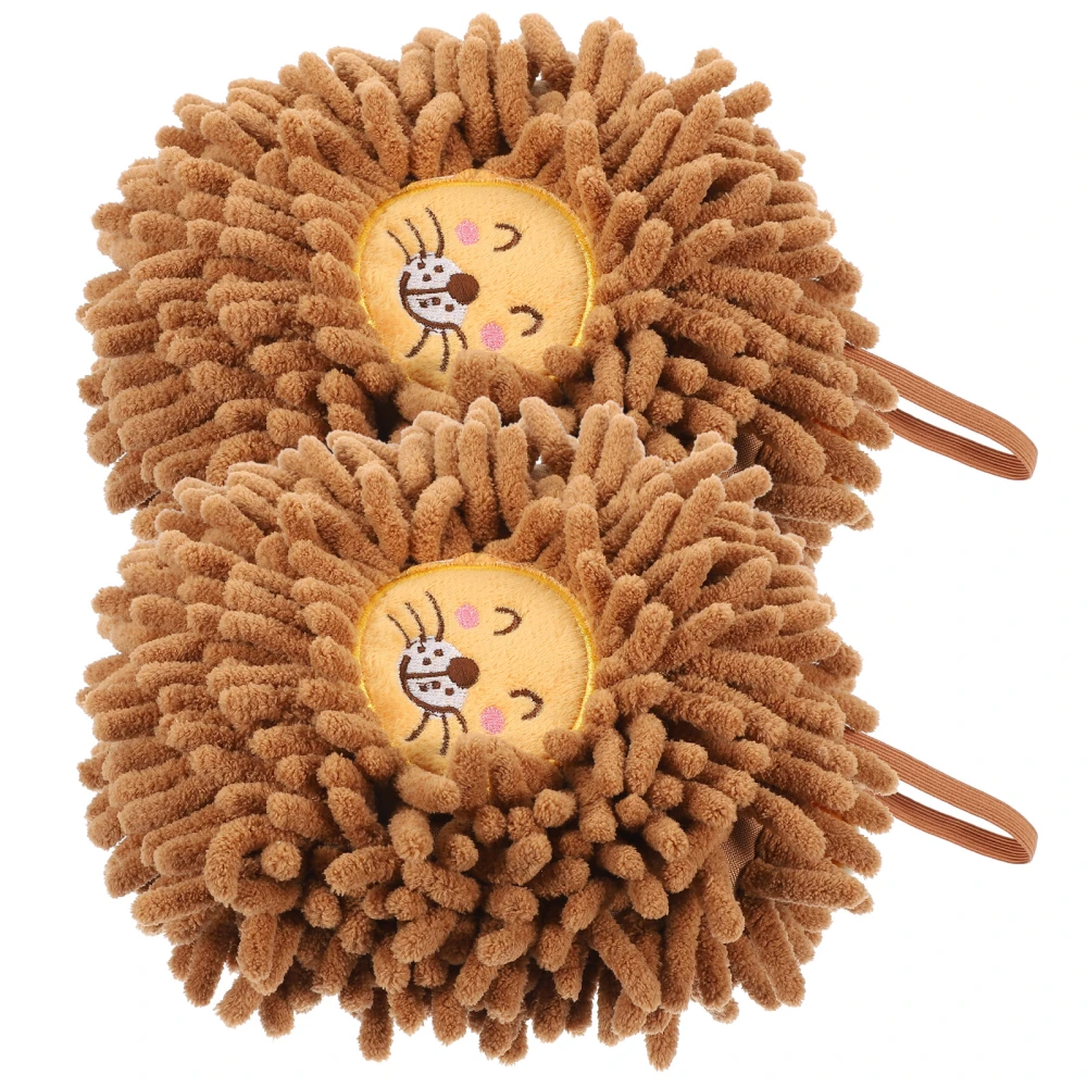 2pcs Cartoon Chenille Hand Ball Towels Hanging Chenille Hand Towel for Bathroom