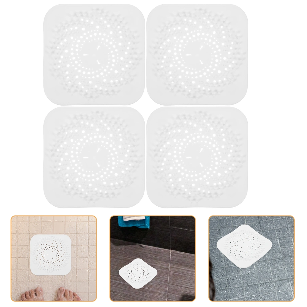 4pcs Bathroom Square Hair Catchers Drain Covers Shower Drain Hair Catcher