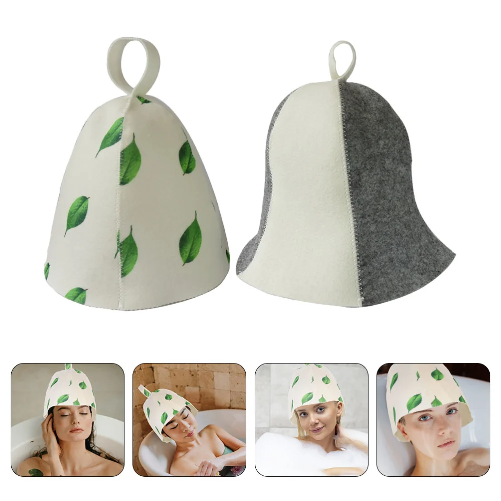 2Pcs Felt Sauna Hats Bath Hats for Sauna Thick Sauna Hats Absorbent Sauna Hats Felt Bath Hats