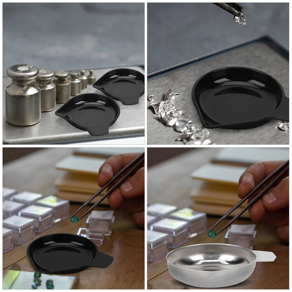 6Pcs Electronic Scale Trays Stainless Steel Gems Weight Trays for Small Scale