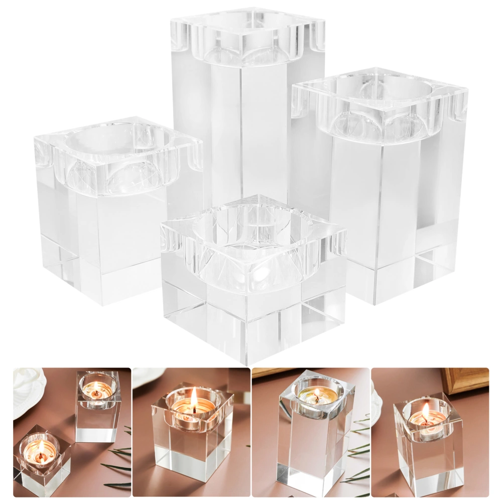 4Pcs Crystal Candle Holders Crystal Tealight Holder Table Decorations for Home Wedding Festival