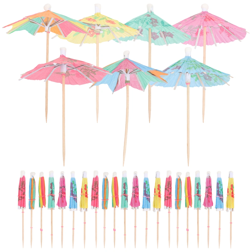 90pcs Fruits Paper Umbrellas Picks Cocktail Picks Summer Hawaiian Cupcake Umbrellas Decor