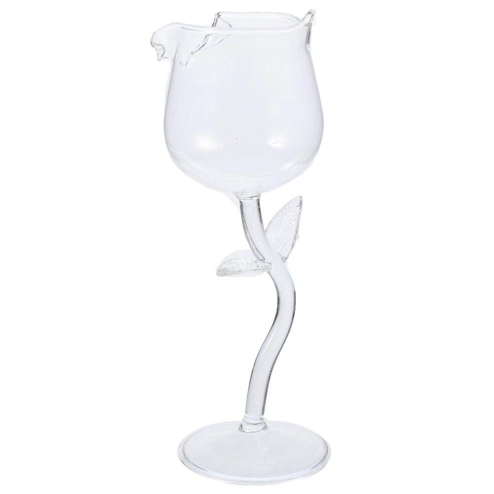 Creative Rose Shape Goblet Party Use Glass Wine Cup Clear Valentine's Day Champagne Goblet