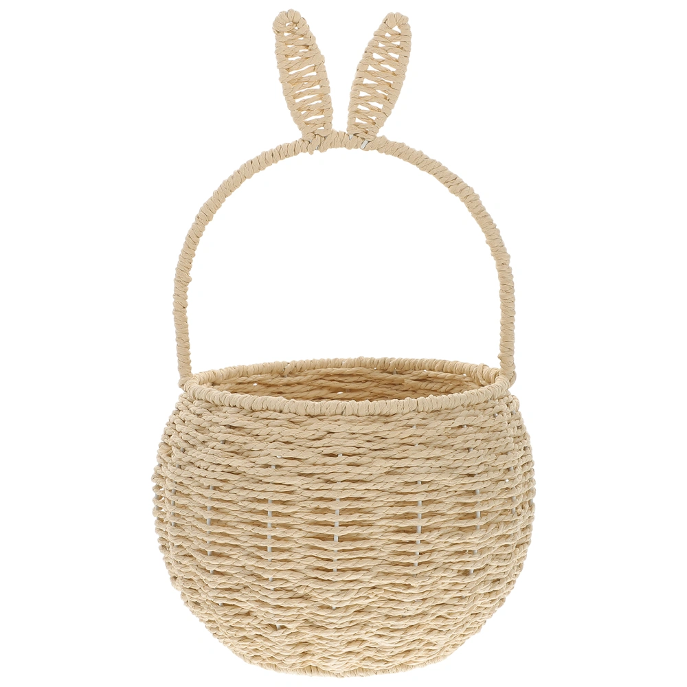 Woven Basket With Handle Rabbit Ear Design Hand Woven Gift Candy Basket Woven Flower Basket