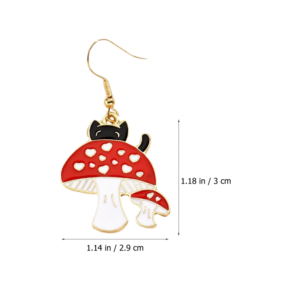 1 Pair Mushroom Dangling Earrings Cat Mushroom Earrings Gift for Women Daughter Wife