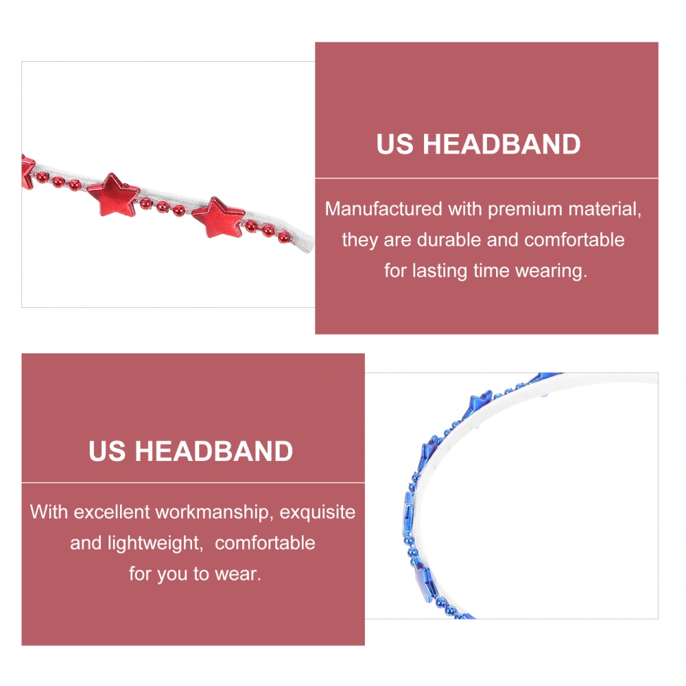 6pcs Fourth of July Headbands Patriotic Headbands Star Hair Hoops Headwear