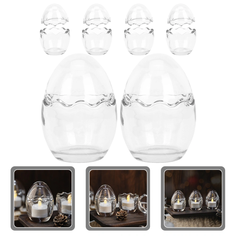 6pcs Tealight Candle Holders Egg Shape Clear Glass Tea Light Candle Holders