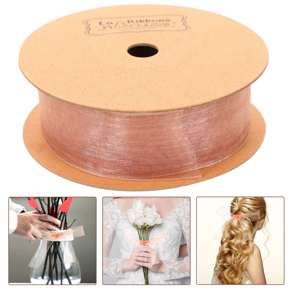 1 Roll of Packaging Ribbon Decoration DIY Crafts Bow Making Organza Ribbon for Wedding Bouquet