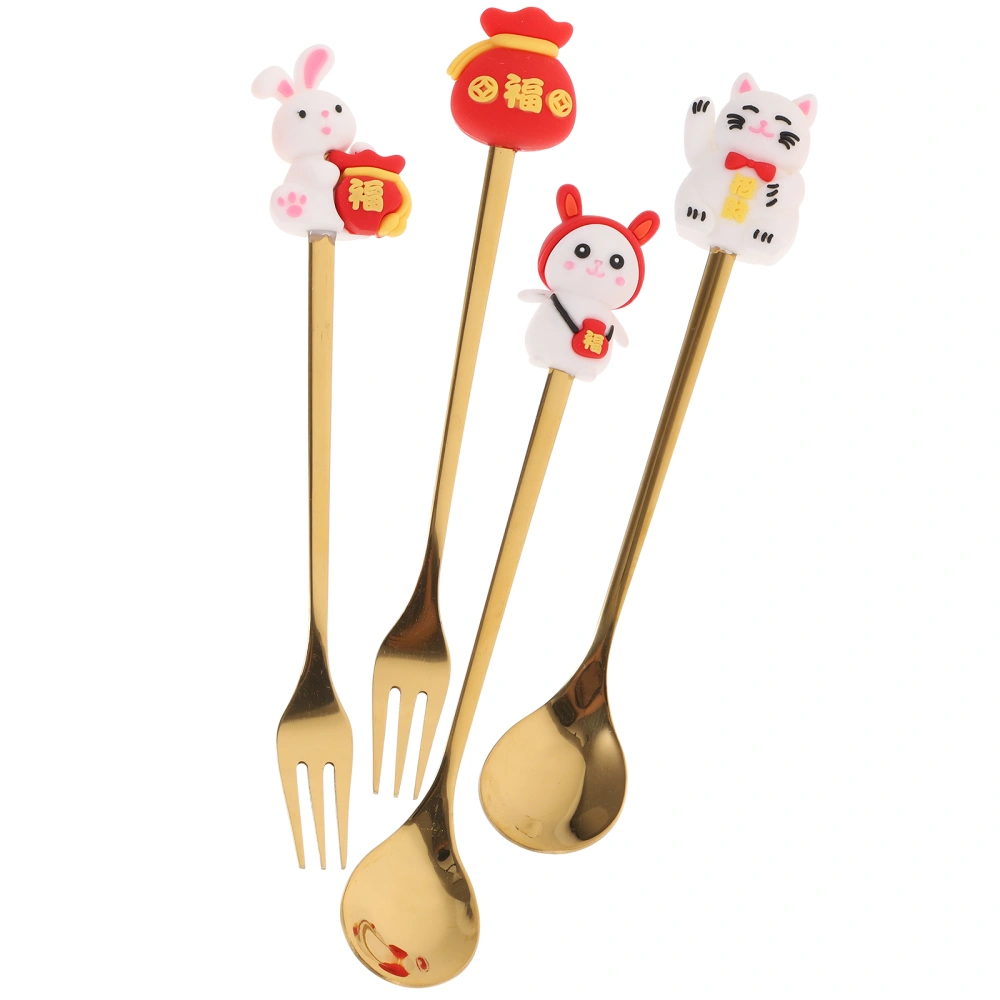 1 Set of Portable Children Spoons Adorable Toddler Spoon Training Feeding Tableware for Children