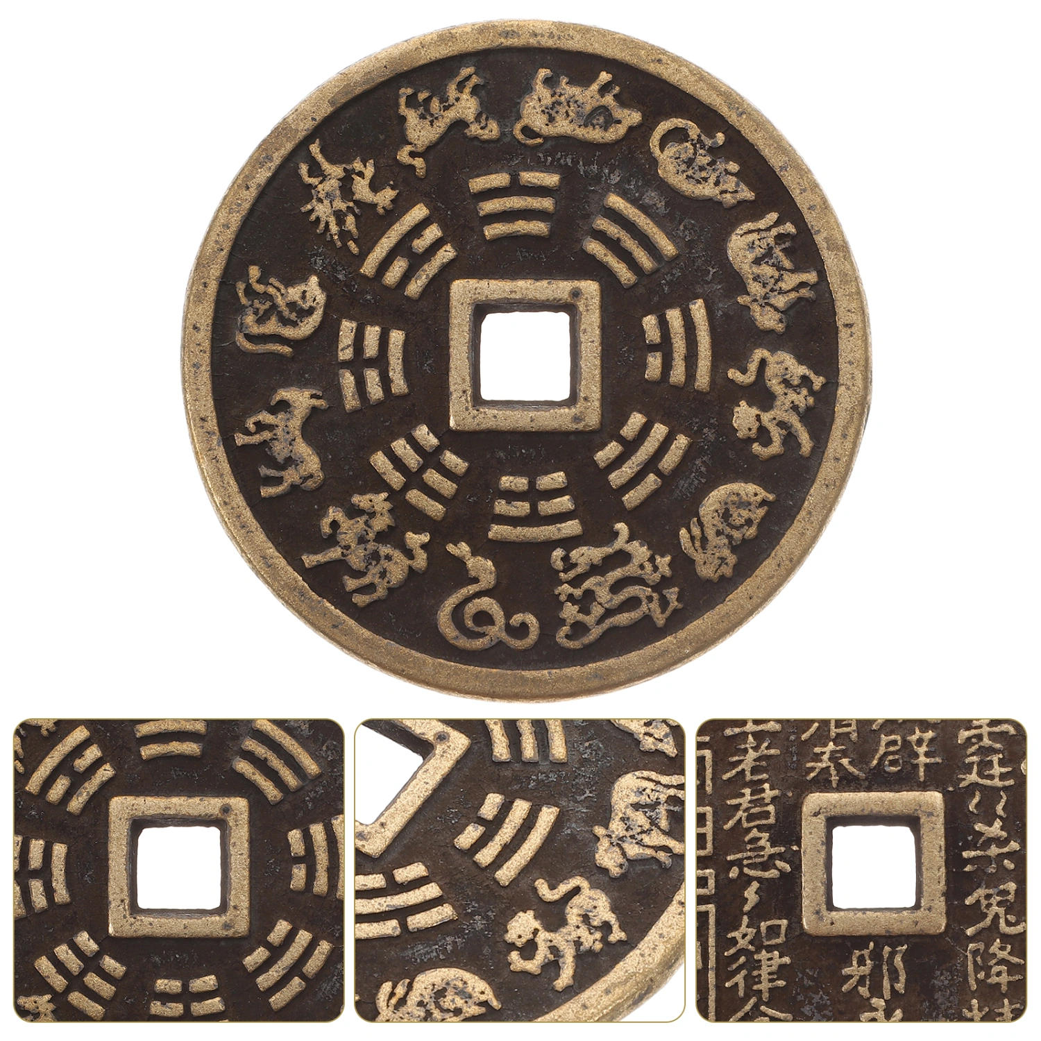 Chinese Zodiac Copper Coin Divination Coins Vintage Zodiac Copper Coins Prop