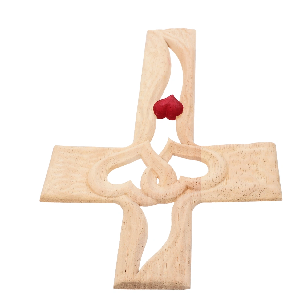 Creative Desktop Three-dimensional Cross Ornament Hollow Wooden Heart Pattern Cross Statue