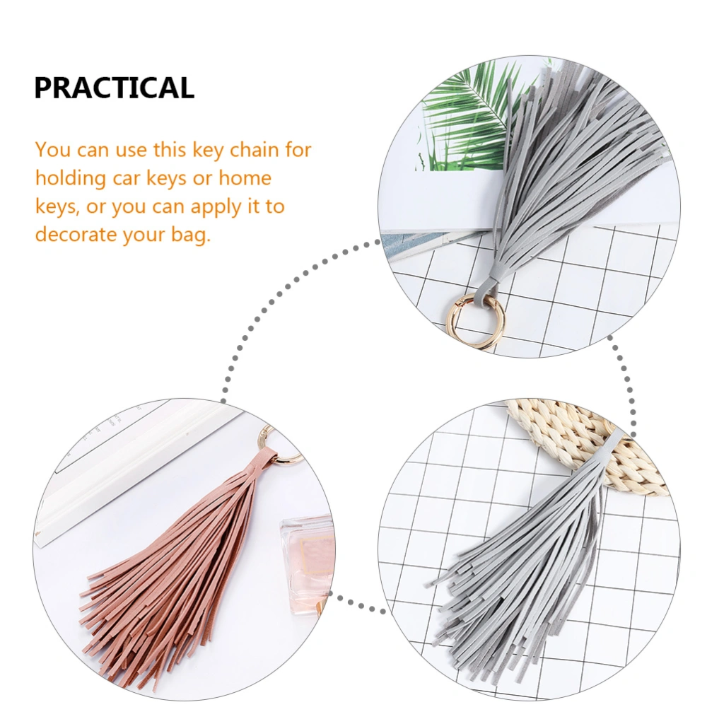 2Pcs Leather Tassel Keychain Car Keyring Holder Wallet Purse Decor for Women Girls