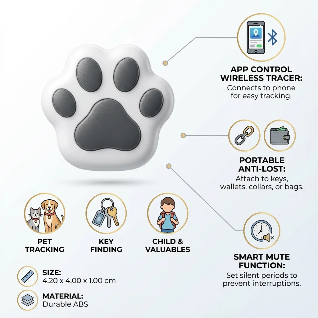 Cat Dog Tracking Locator Anti-lost Device Pet Tracking Device Portable Wireless Key Finding Locator