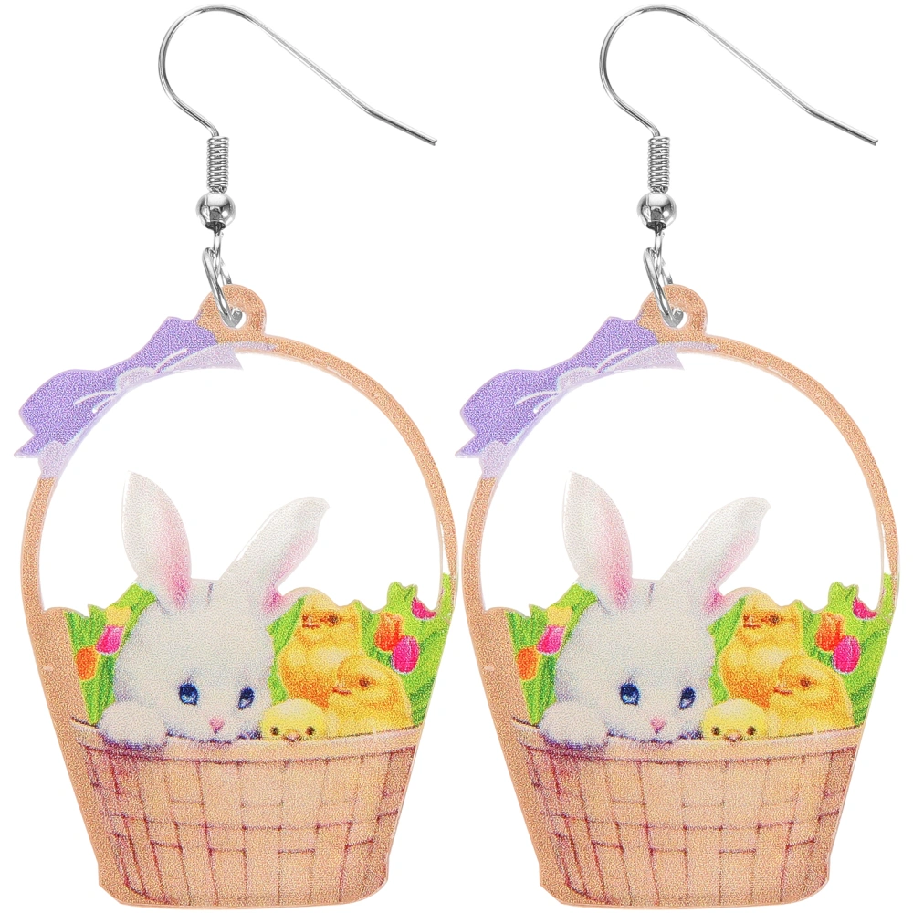 1 Pair Women Earrings Easter Earring Hook Ear Jewelries Flower Basket Bunny Earrings