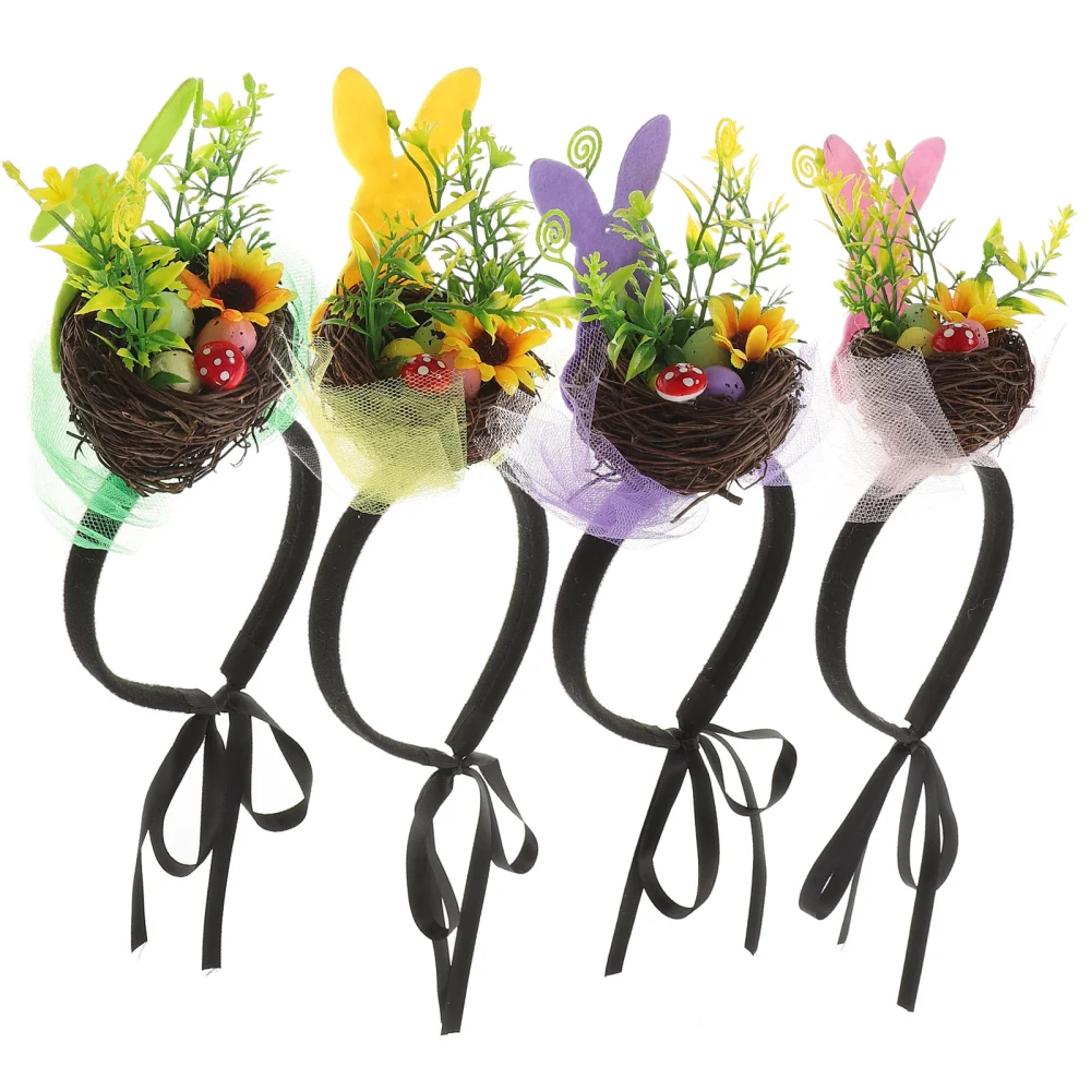 4pcs Decorative Easter Theme Headdress Women Easter Party Cosplay Headwear Novel Nest Hairband