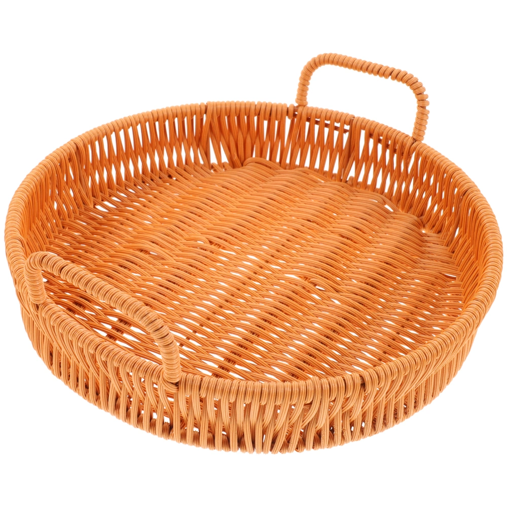 Woven Bread Basket Round Imitation Rattan Fruit Basket Tabletop Food Vegetables Serving Basket