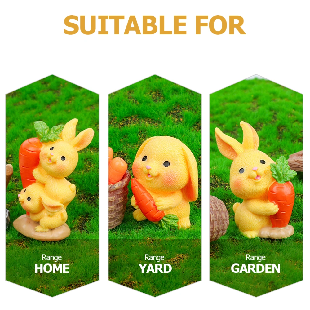 8pcs Cute Bunny Miniature Rabbit Figurines DIY Resin Bunny Decorations for Easter Micro Landscape Decor