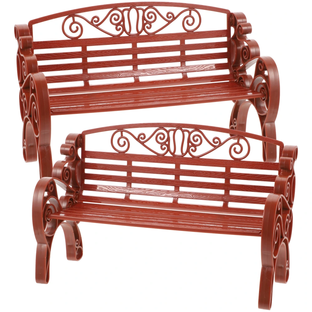 2Pcs Bench Model Decorative Small Bench Photo Prop Small Bench Garden Furniture