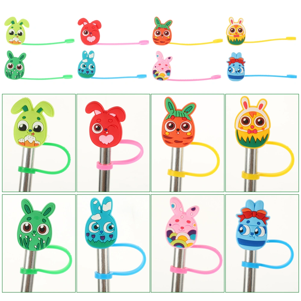 8pcs Easter Bunny Style Straw End Tips Straw Plug Straw Decoration Party Straw Decor