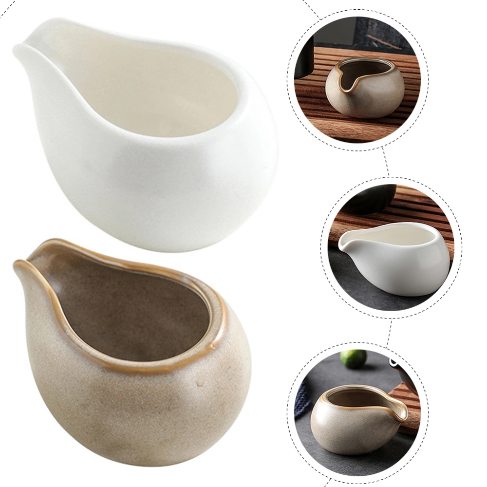 2Pcs Japanese Style Creamer Pitcher Coffee Milk Creamer Pitcher Ceramic Gravy Boat Sauce Boat