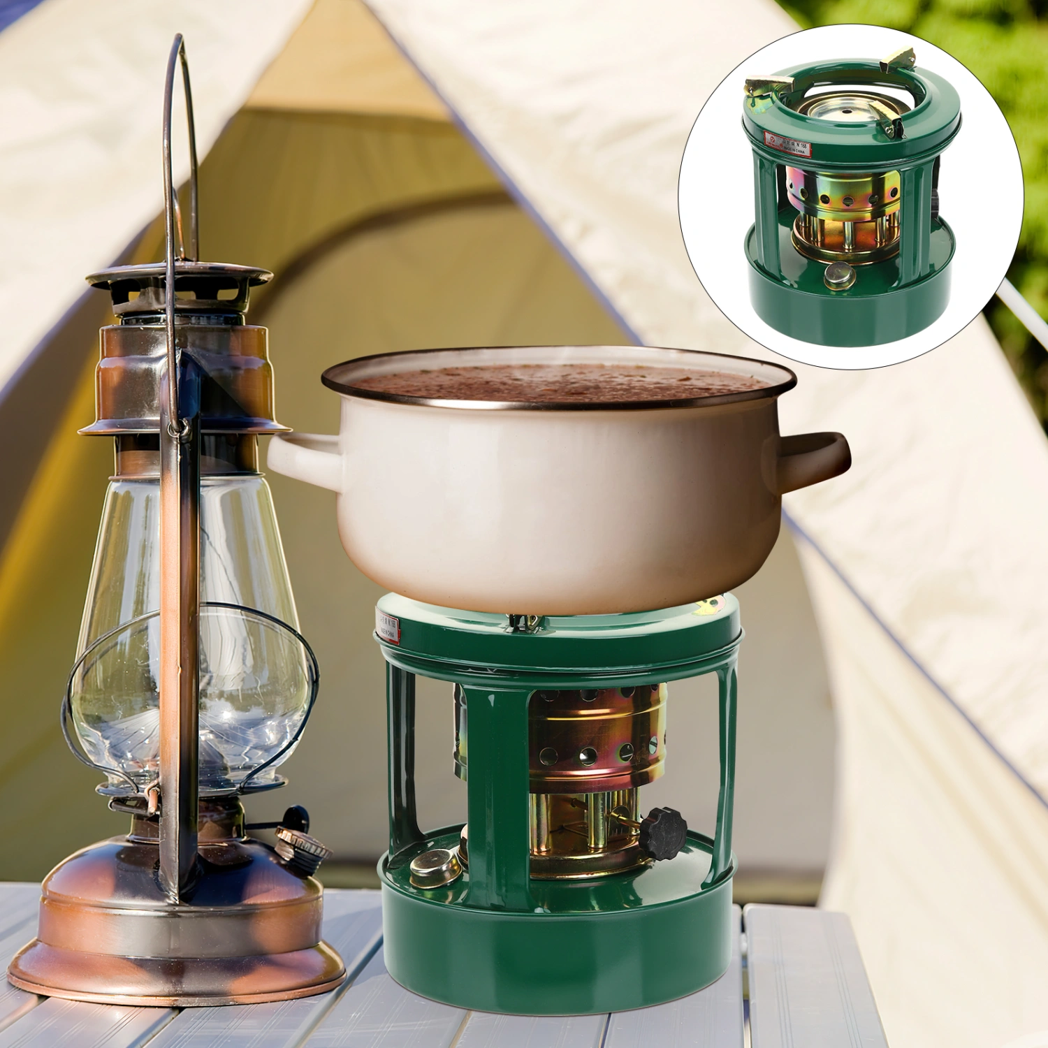 Adjustable Tent Stove Outdoor Barbecue Kerosene Stove Heating Stove Camping Accessory