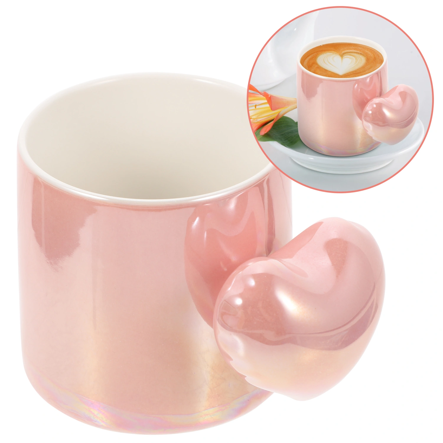 Heart Handle Ceramic Mug Ceramic Coffee Mug Home Milk Mug Personalized Coffee Mug