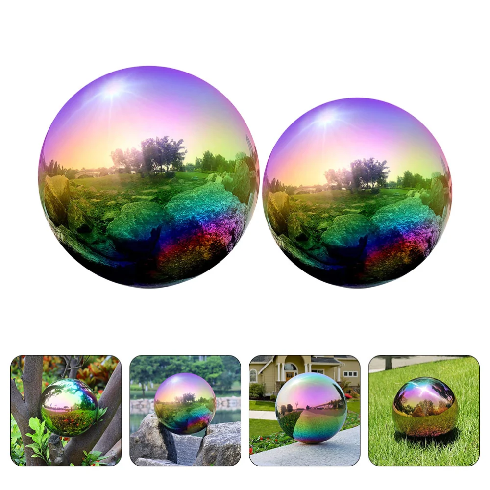 2pcs Stainless Steel Ball Mirror Surface Ball Decorative Ball Gazing Ball Outdoor Ornament