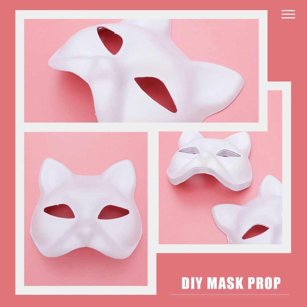 4pcs Animal Masks Half Cat Mask Blank Hand Painting Mask DIY Party Paper Mask