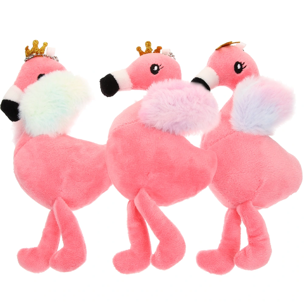 3Pcs Plush Flamingo Stuffed Animal Pendant Key Chain Pendants Bag Hanging Pendants