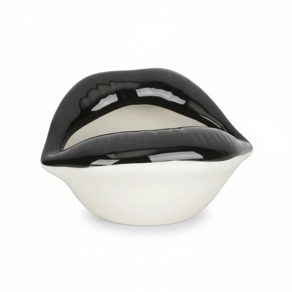 Ceramic Lip Design Windproof Ash Tray Ash Holder Ceramic Ashtray Tabletop Ornament