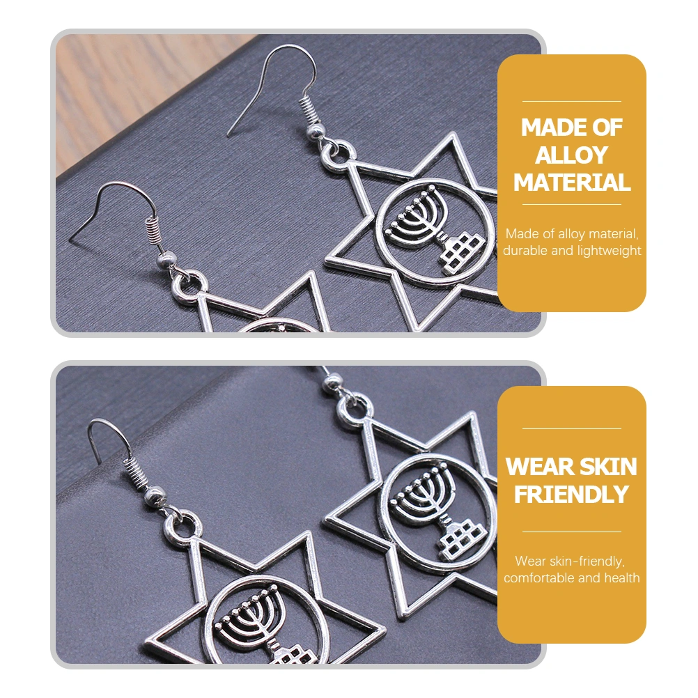 1 Pair Jewish Star Of David Jewelry Earrings Hanukkah Drop Earrings Women Gift