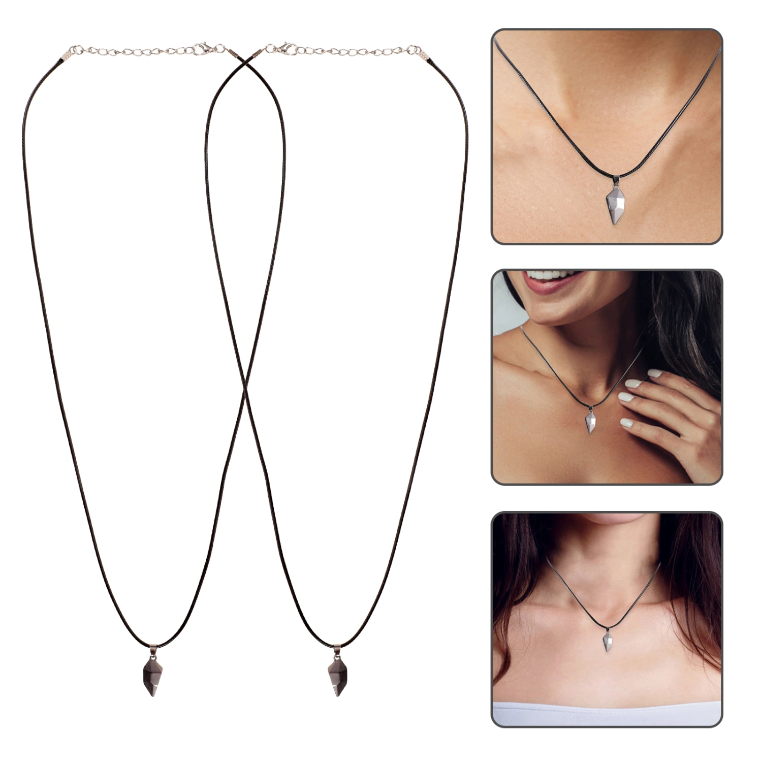 1 Pair of Magnetic Heart Charm Necklace Family Friends Couples Neck Jewelry Gifts