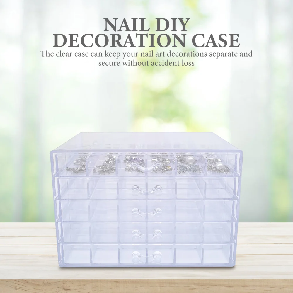 Nail Art Display Storage Box 5-Tier Nail Jewelry Decoration Storage Container Box for Jewelry Earring