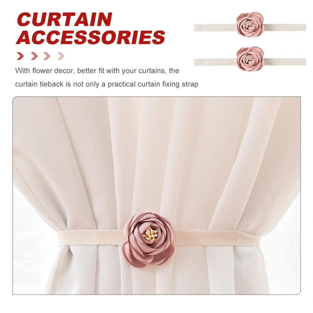 2pcs Cloth Flower Curtain Tiebacks Living Room Floral Window Curtain Holdback Rope