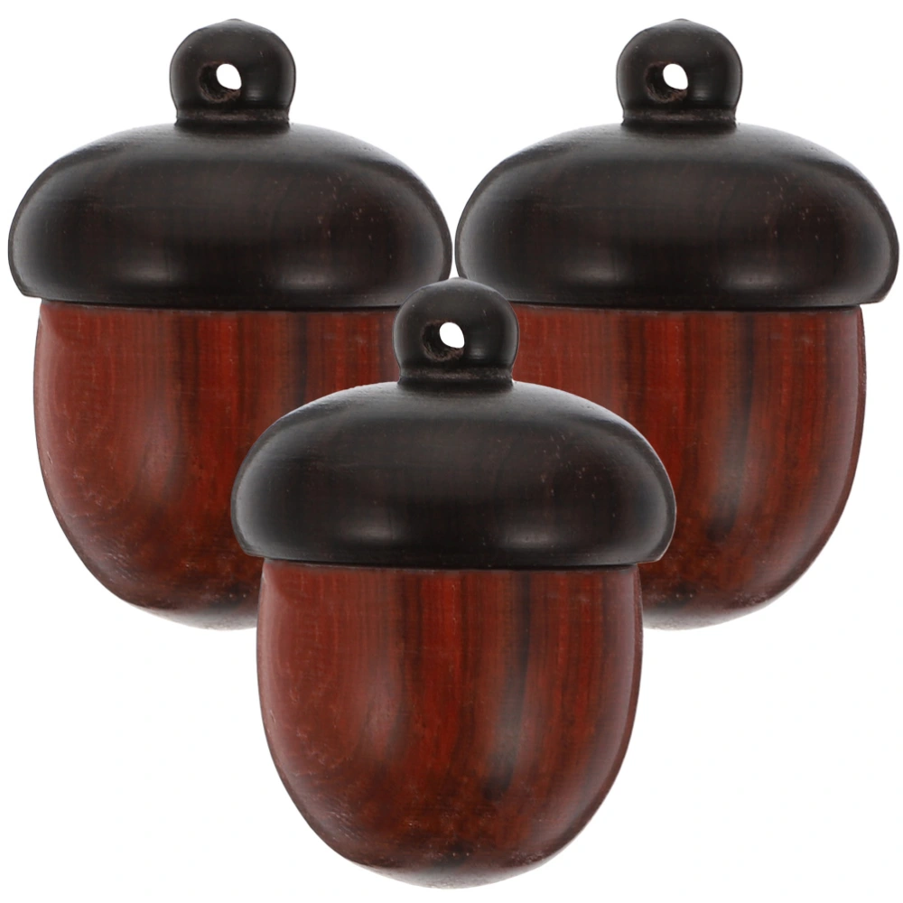 3Pcs Wooden Acorns Pendants Decorative DIY Crafts Wooden Acorn Nut Box Pendant