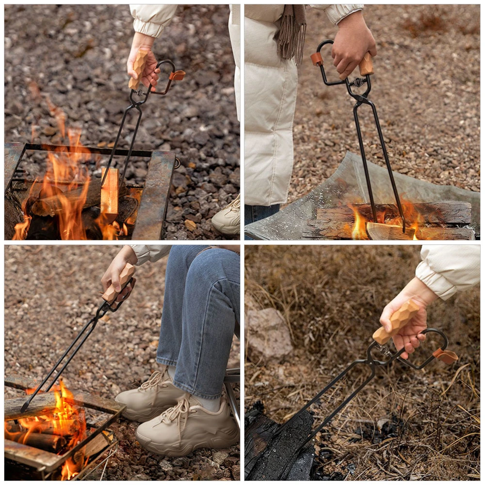 Camping Charcoal Tong BBQ Fire Clip Outdoor Barbecue Fireplace Tong with Handle