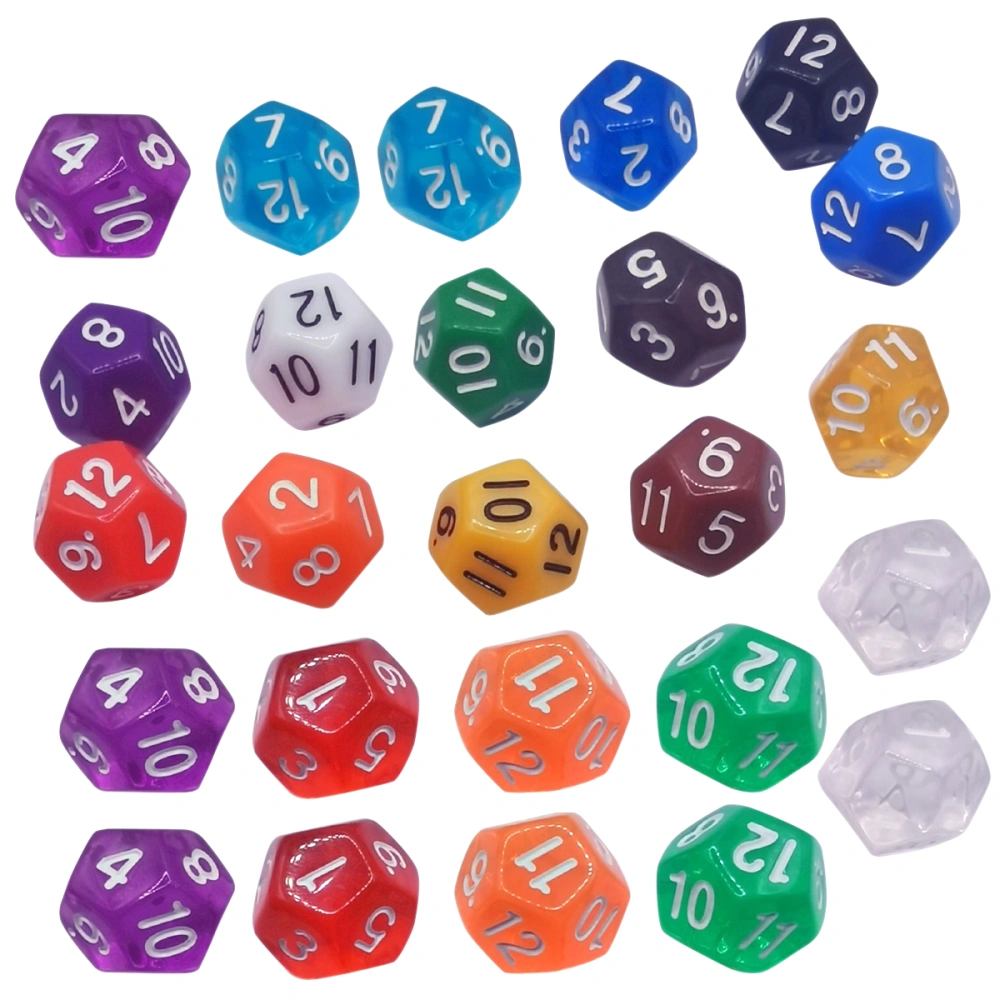 25pcs Game Dice Multi-sided Dice Acrylic Number Dice Small Gaming Dice Portable Party Game Dice