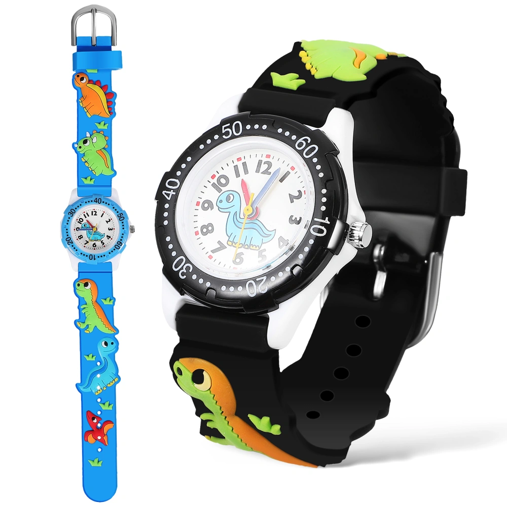 2 Pcs Kids Watches 3D Cartoon Dinosaur Watches Toddler Watches Quartz Watches for Boys Girls