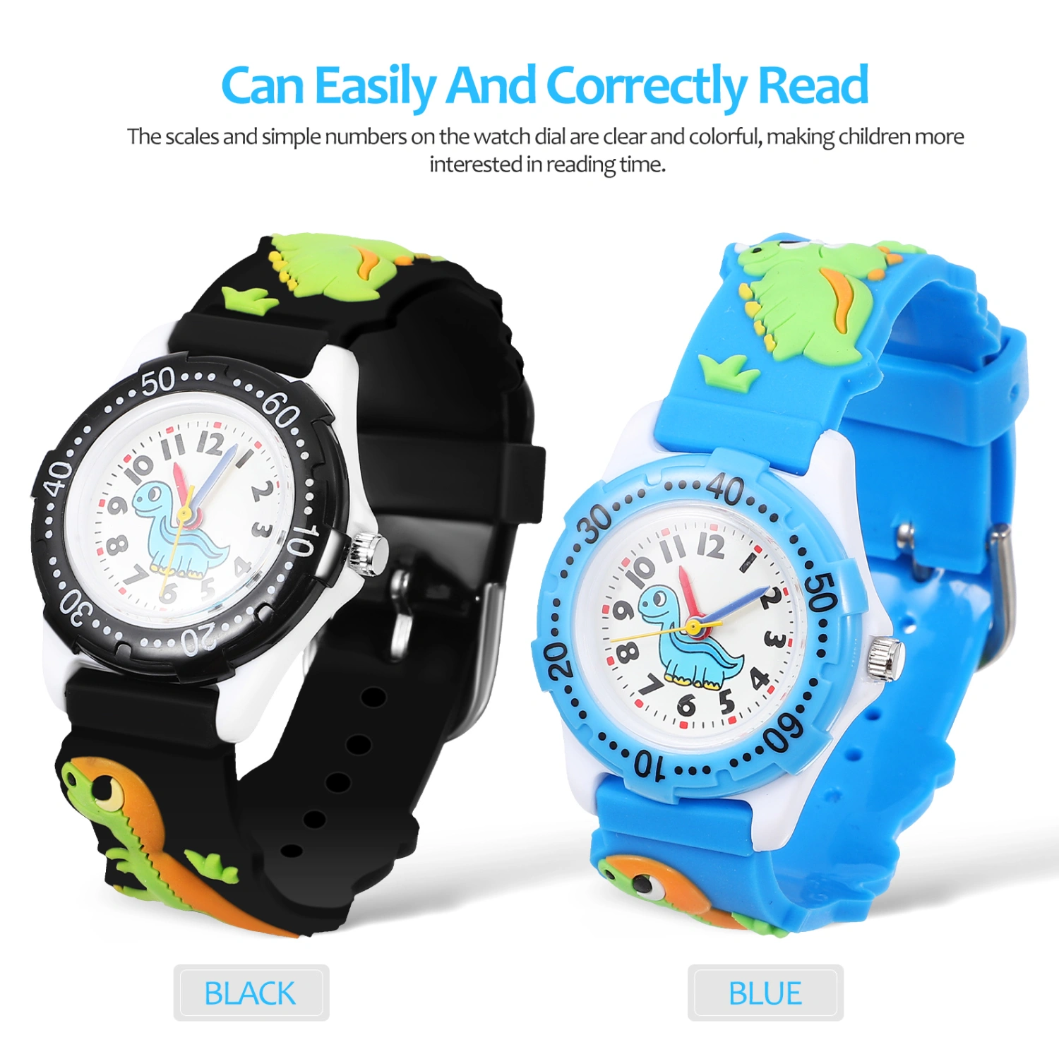 2 Pcs Kids Watches 3D Cartoon Dinosaur Watches Toddler Watches Quartz Watches for Boys Girls