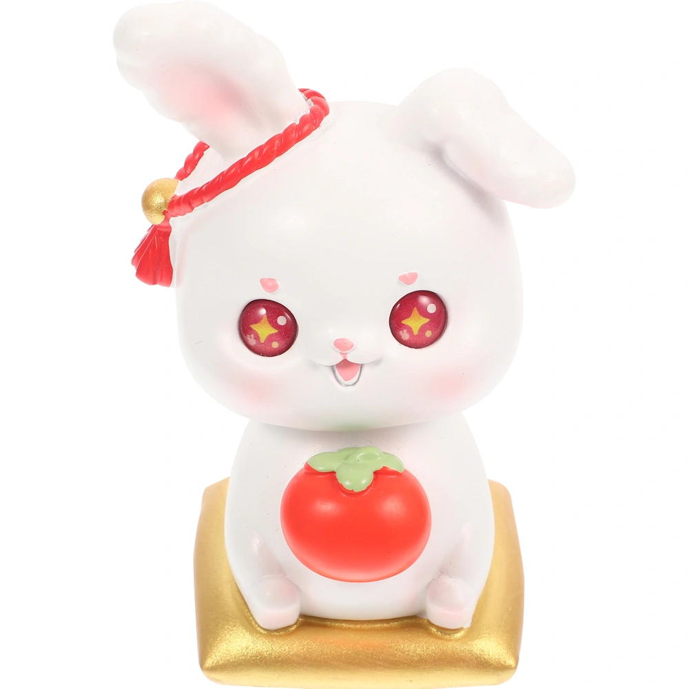 Shaking Head Year of the Rabbit Bunny Figurines Resin DIY Bunny Decoration for Desktop Car