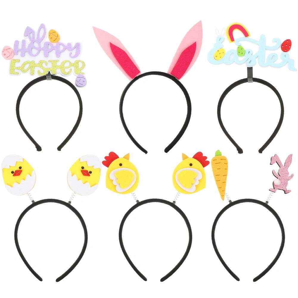 6pcs Decorative Easter Party Hairband Adorable Easter-themed Headband Ornament Party Photo Prop