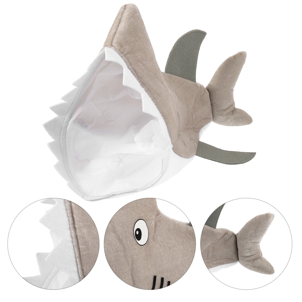 Novel Cartoon Shark Hat Plush Shark Hood Cute Cartoon Animal Cap For Party Photo Prop