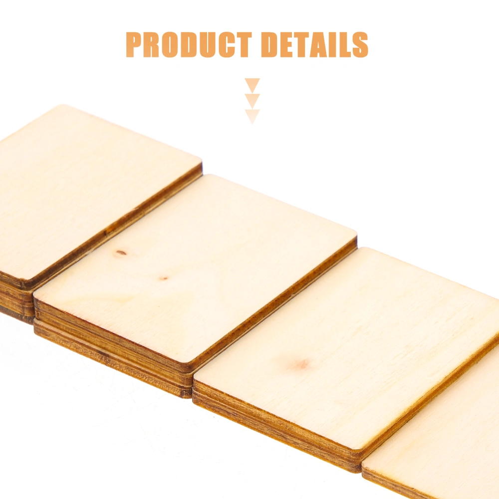 100pcs DIY Wooden Slices Square Shape Wooden Slice DIY Coaster Blank Wood Slices