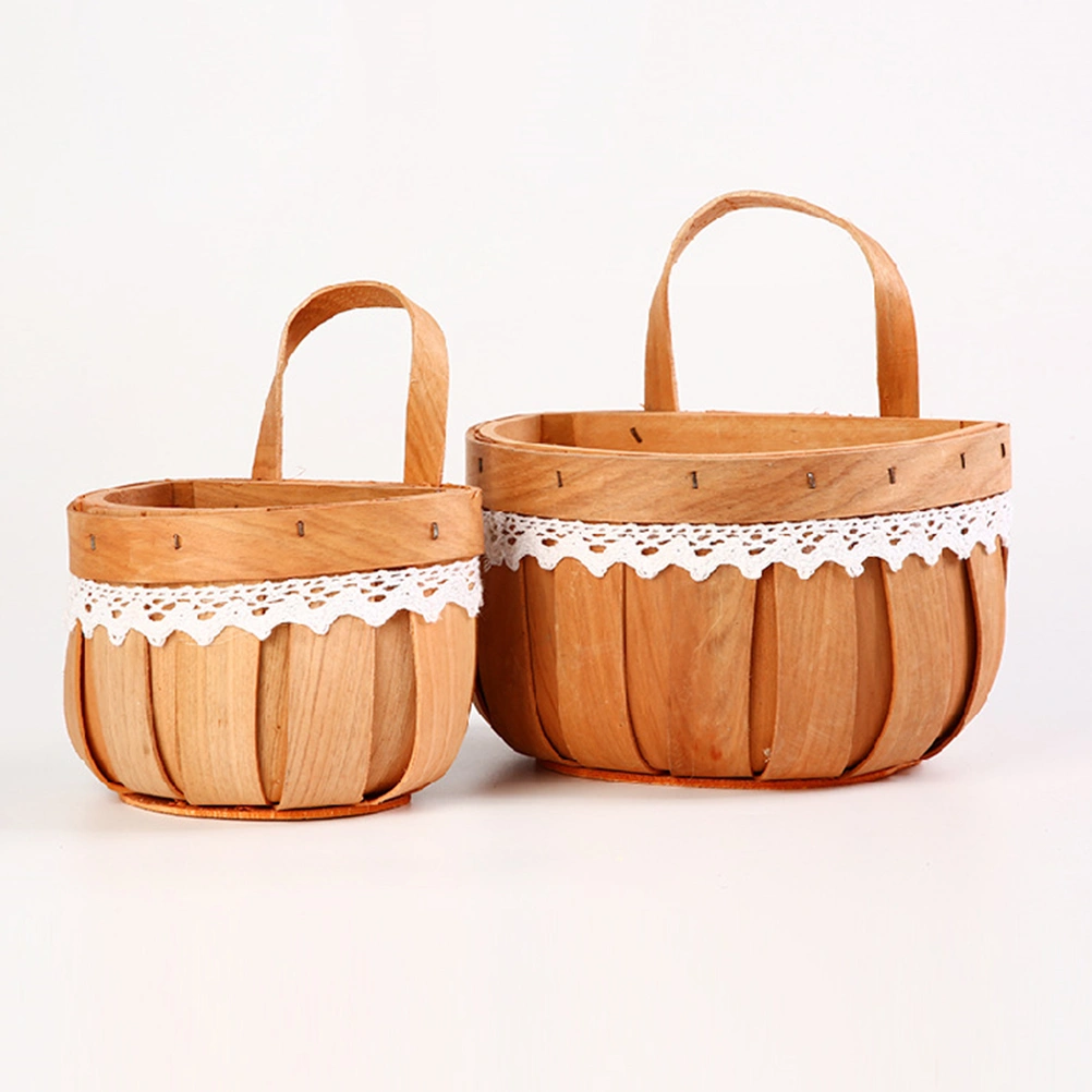 Wooden Fruit Basket Picnic Storage Basket Convenient Bread Basket Woven Basket