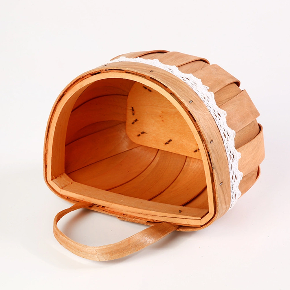 Wooden Fruit Basket Picnic Storage Basket Convenient Bread Basket Woven Basket
