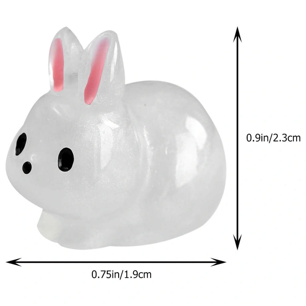 20pcs Luminous Mini Rabbit Figurine Resin Microlandscape Bunny Figurine Zodiac Rabbit Decoration