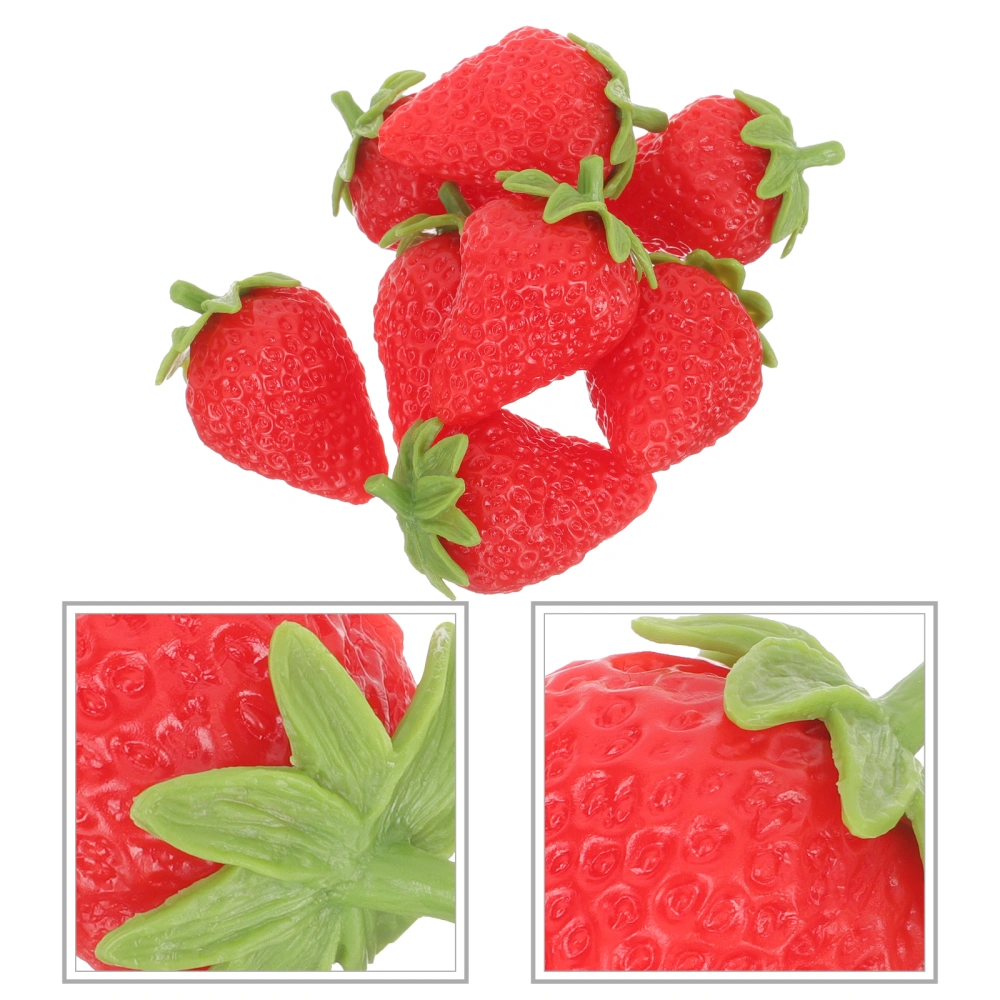 8pcs Artificial Strawberries Realistic Fruit Toys Tiny House False Strawberries Ornaments