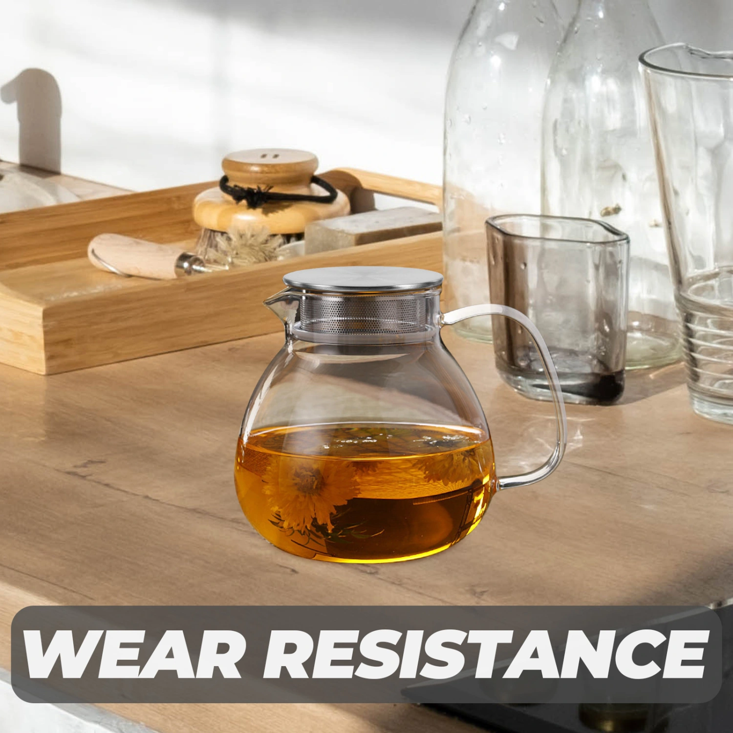 1 Set of Glass Tea Pot Handheld Tea Kettle Home Teapot Glass Tea Kettle Kitchen Teapot(1000ml)