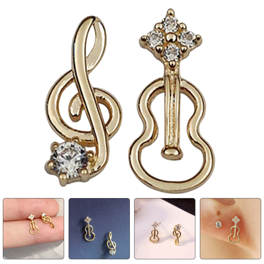 1 Pair Music Earrings Asymmetrical Tiny Stud Earrings Music Lovers Gift Ideas